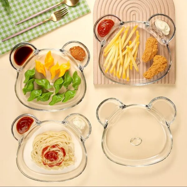 Stylish Bear Design Chip/Dip/Momo Plate Set
