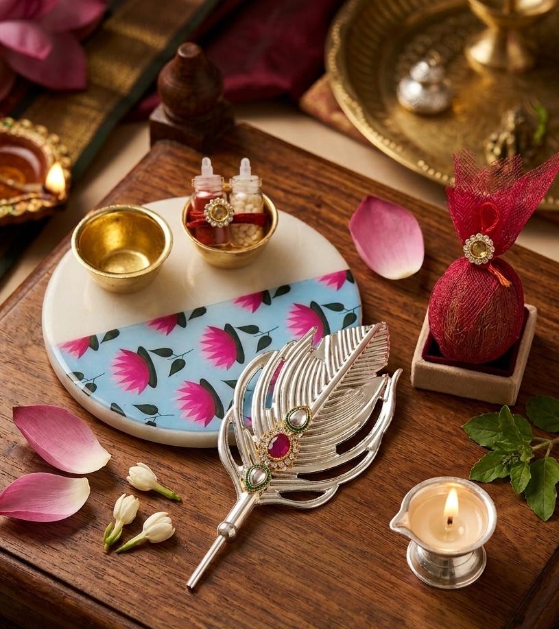 Elegant Rakhi & Pooja Gift Set - Image 2