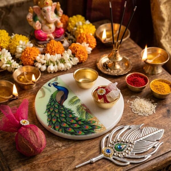 Elegant Rakhi & Pooja Gift Set