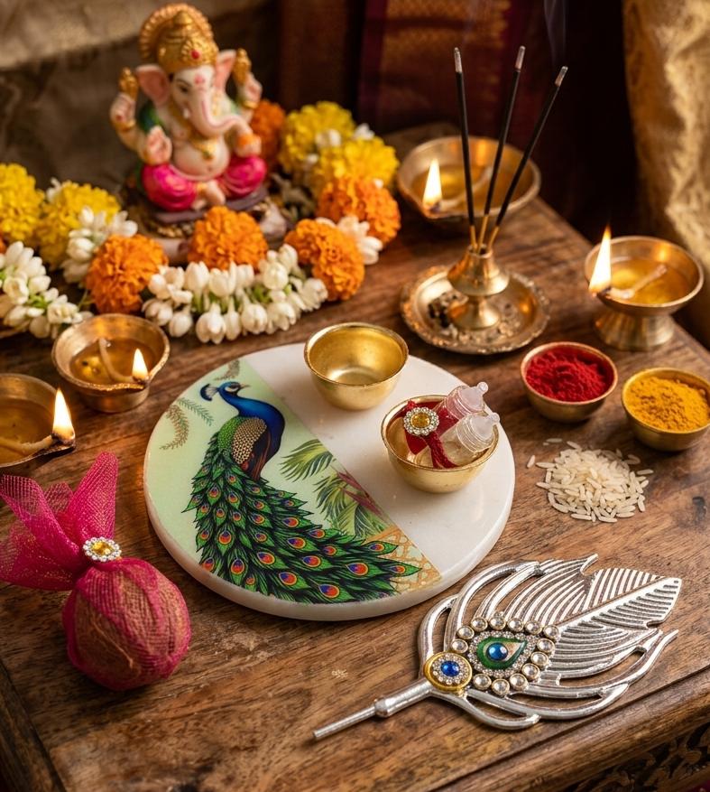 Elegant Rakhi & Pooja Gift Set