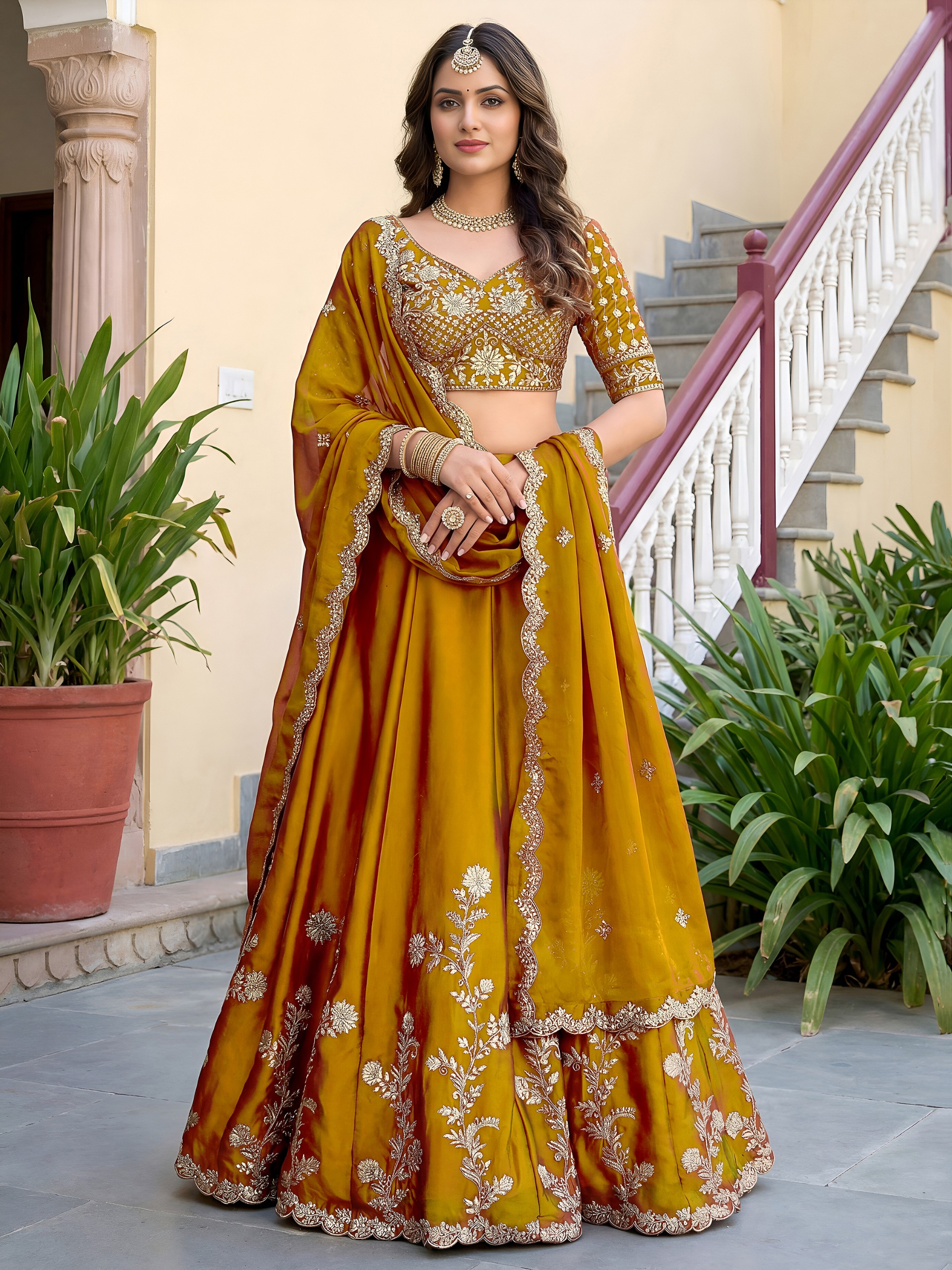 Mustard Gold Garden Glow Lehenga - Image 2