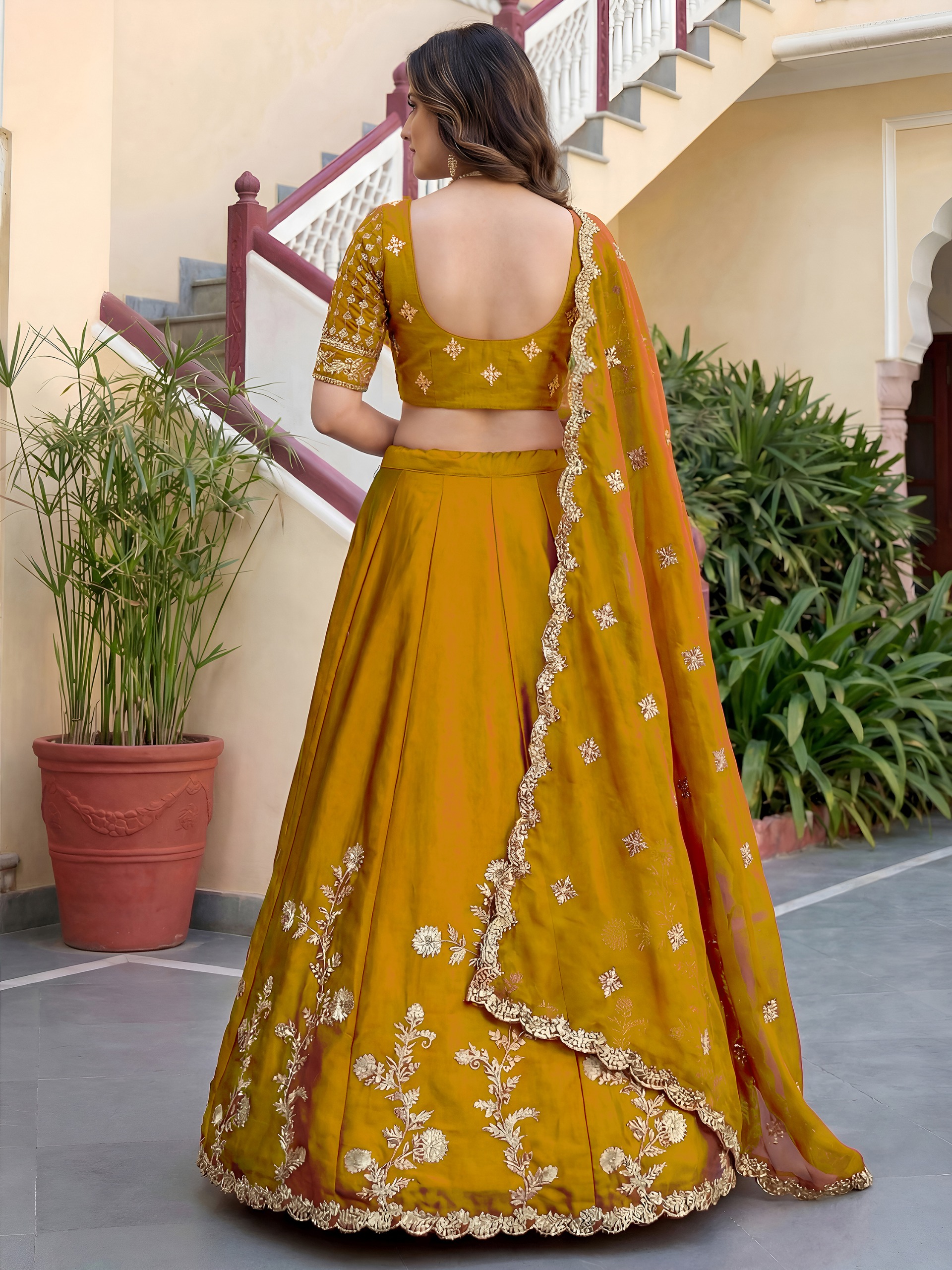Mustard Gold Garden Glow Lehenga - Image 4