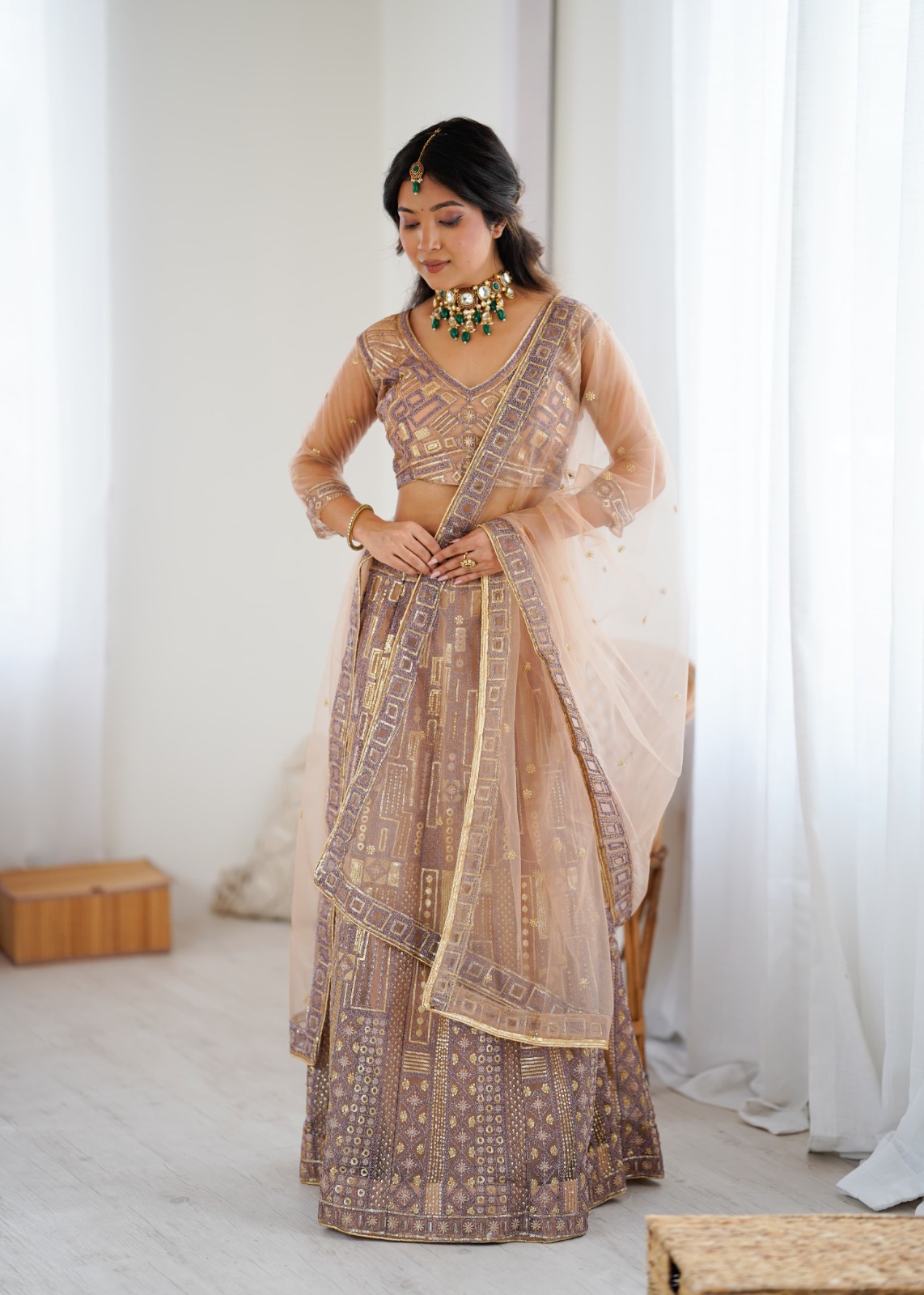 Premium Soft Butterfly Net Lehenga Embellished Work - Image 2
