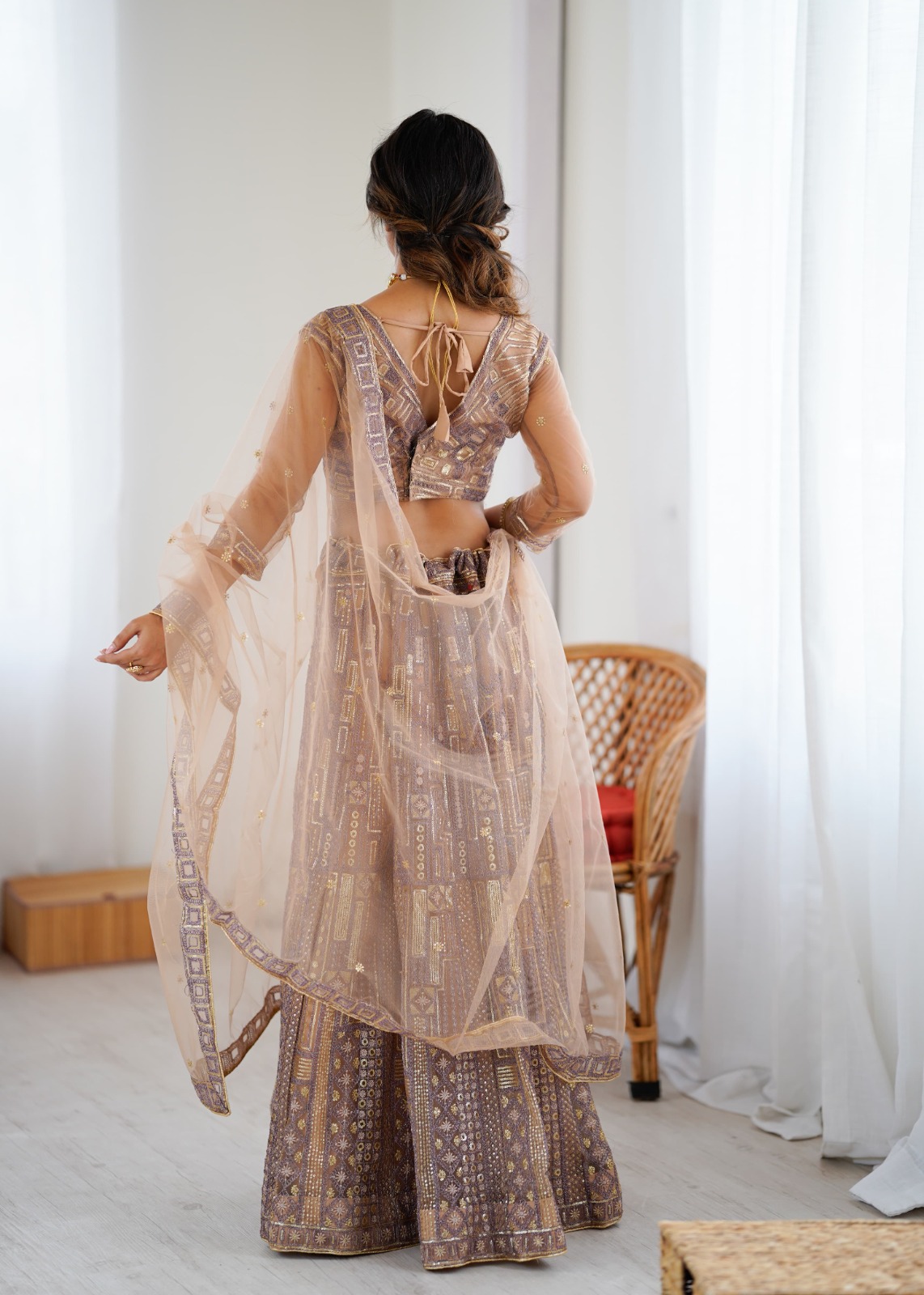 Premium Soft Butterfly Net Lehenga Embellished Work - Image 4