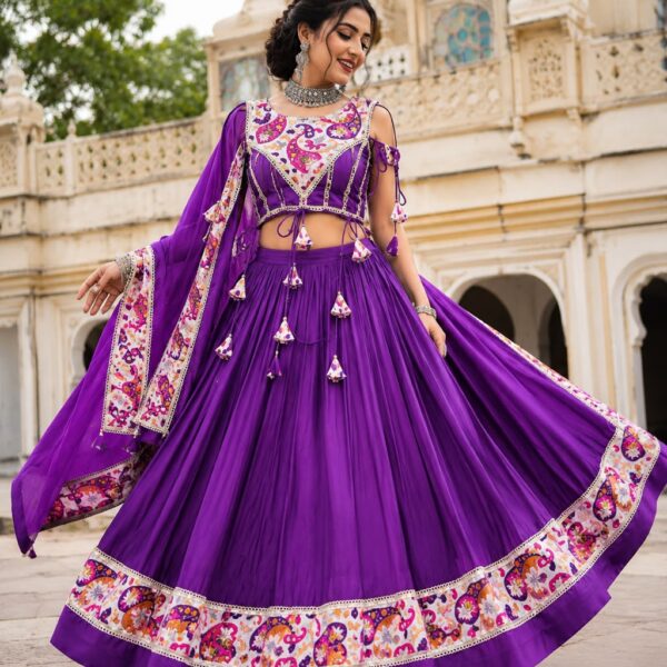 Spaghetti Fancy Double Blouse Position Designer Chaniya Choli