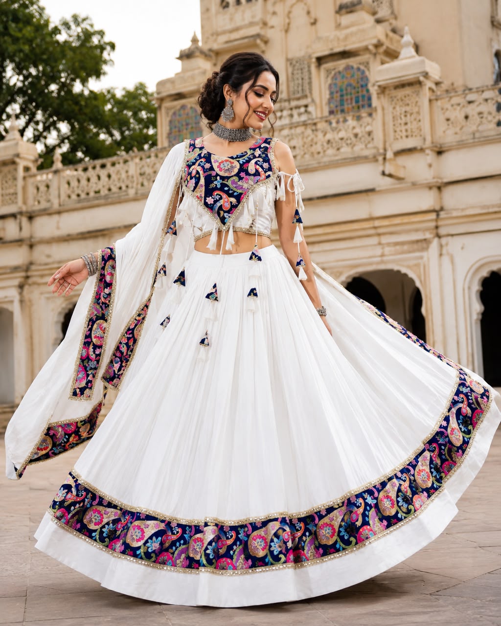 Spaghetti Fancy Double Blouse Position Designer Chaniya Choli - Image 3