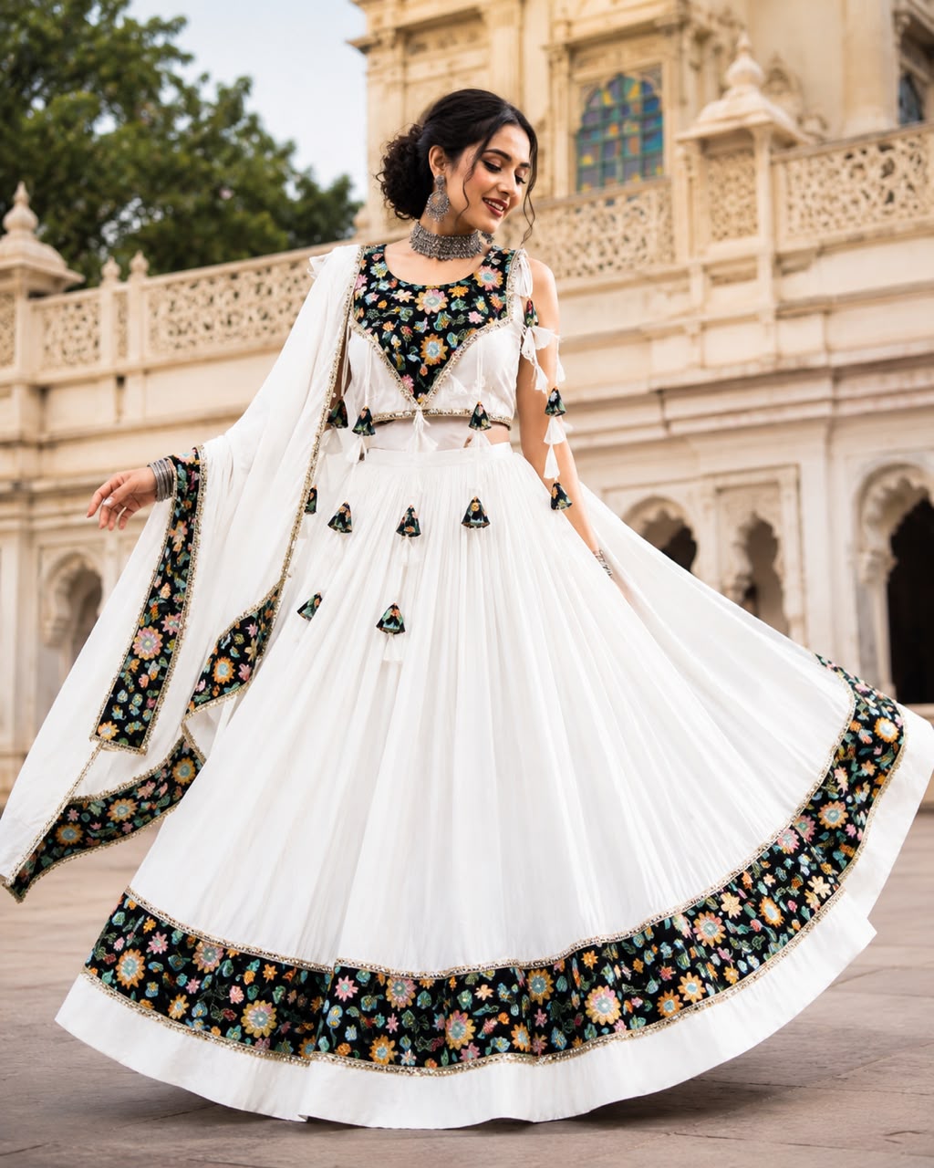 Spaghetti Fancy Double Blouse Position Designer Chaniya Choli - Image 9
