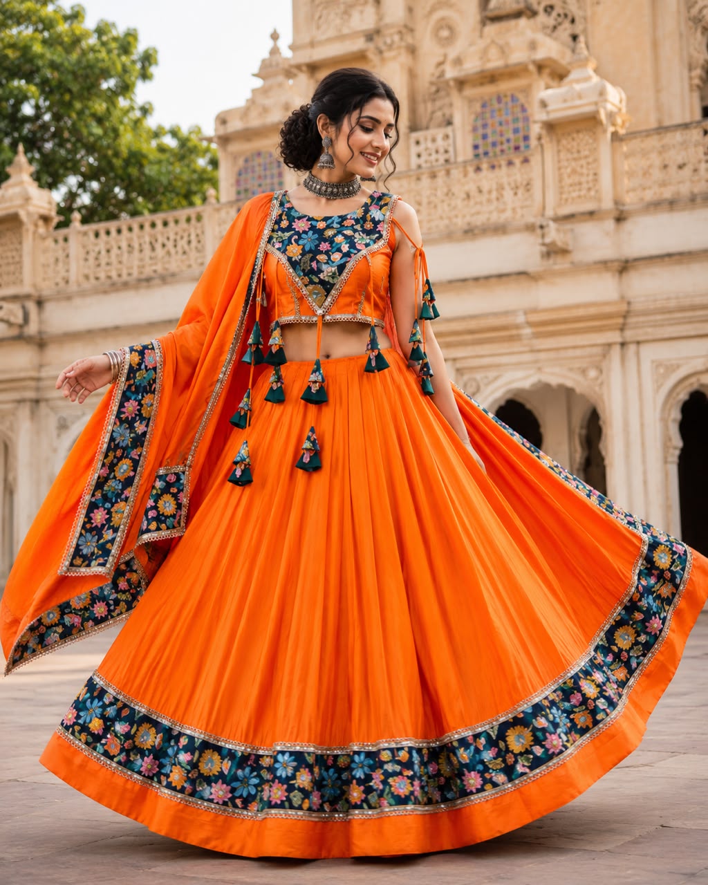 Spaghetti Fancy Double Blouse Position Designer Chaniya Choli - Image 6