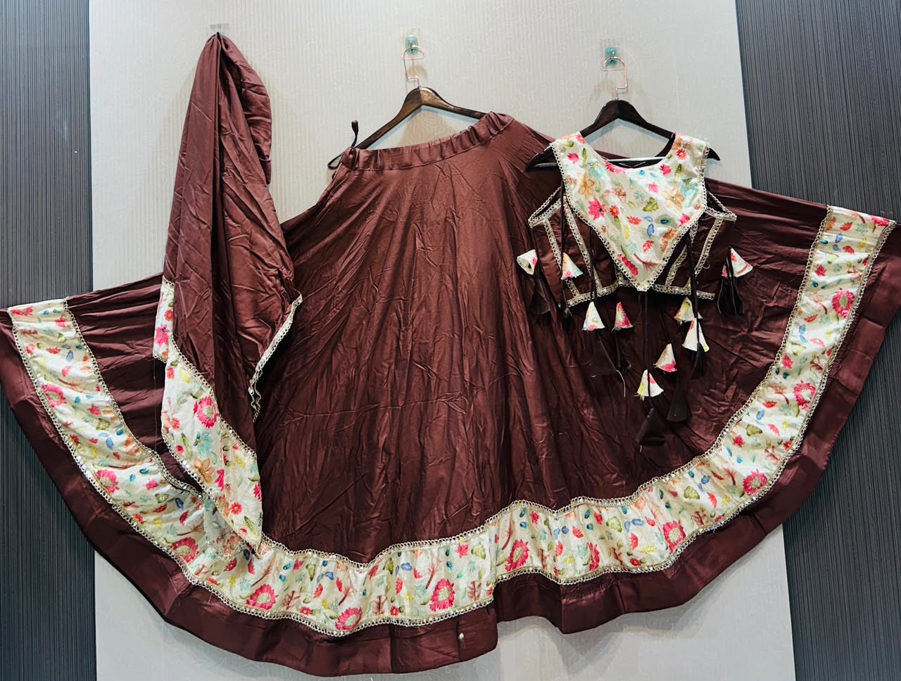 Spaghetti Fancy Double Blouse Position Designer Chaniya Choli - Image 8
