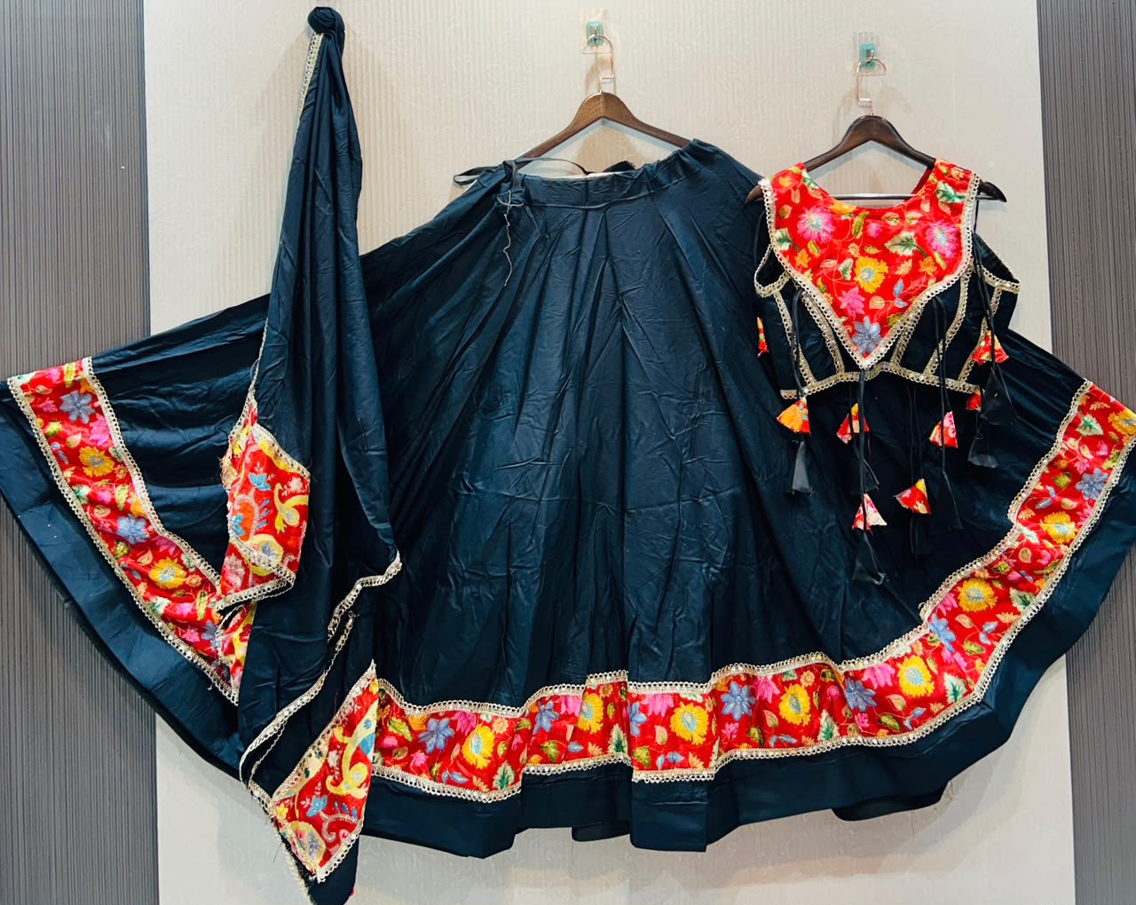 Spaghetti Fancy Double Blouse Position Designer Chaniya Choli - Image 14