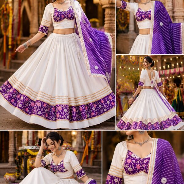 Heavy Rayon Cotton Lehenga Work With Gota Lace