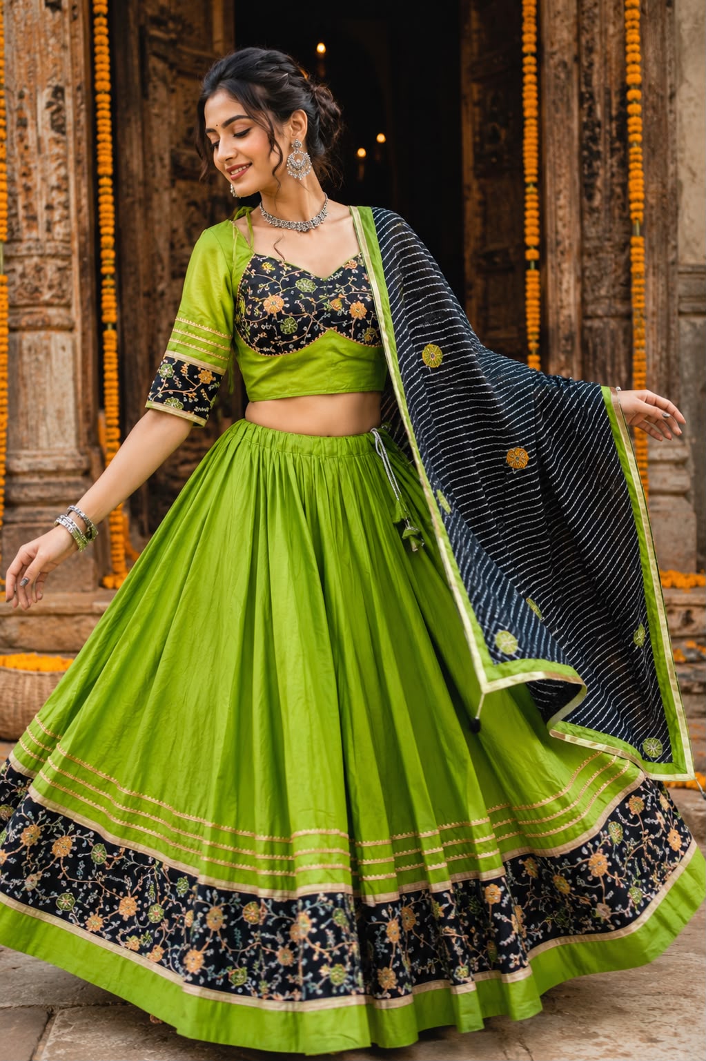 Heavy Rayon Cotton Lehenga Work With Gota Lace - Image 2