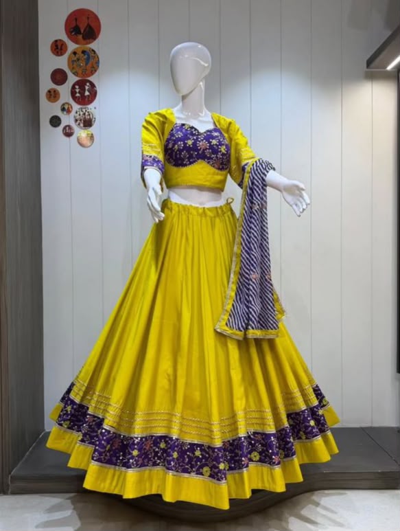 Heavy Rayon Cotton Lehenga Work With Gota Lace - Image 4