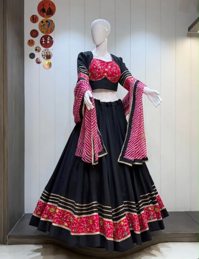 Heavy Rayon Cotton Lehenga Work With Gota Lace - Image 3