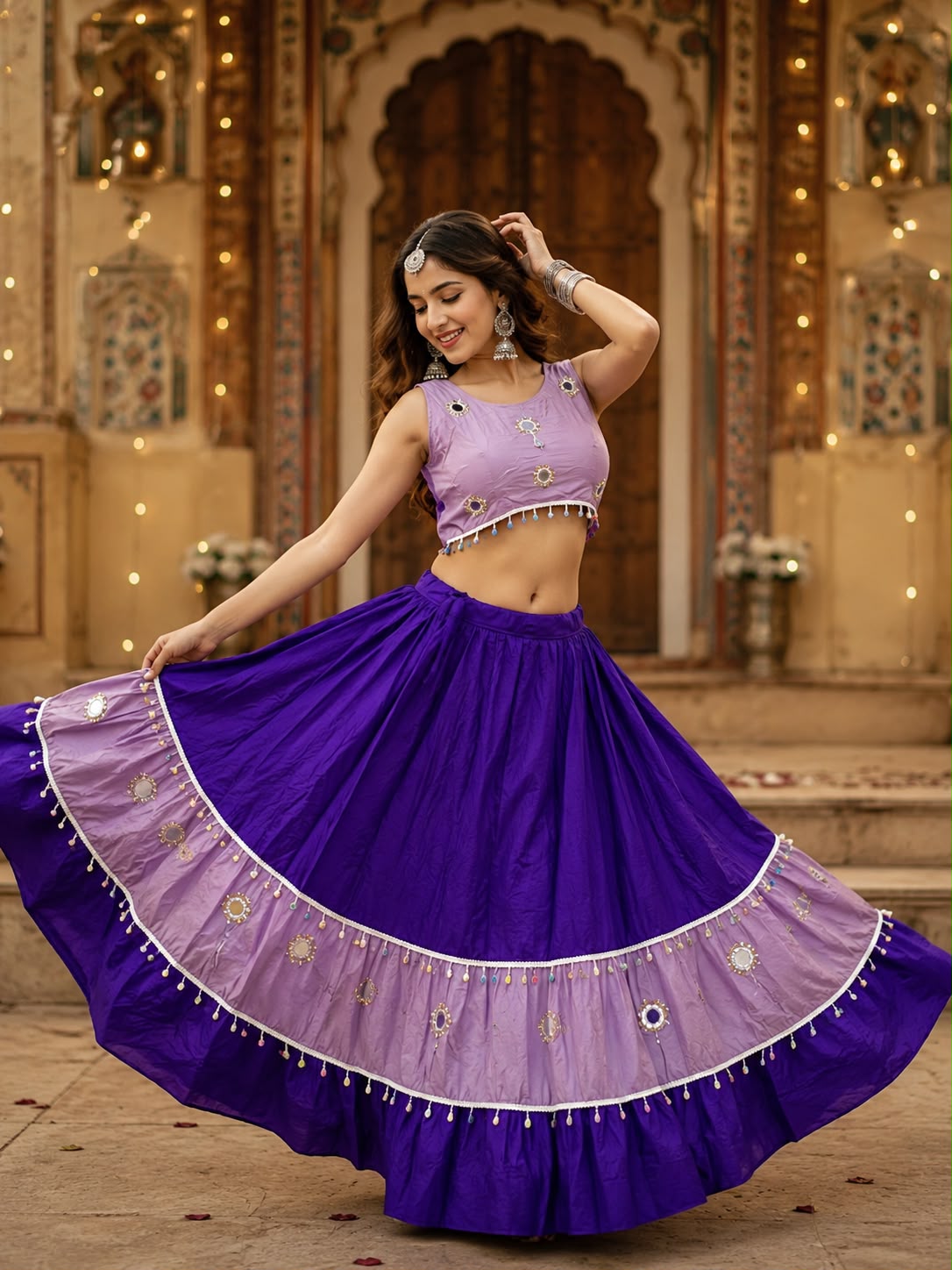 Real Mirror Lace Skirt With Designer Kodi Blouse - Image 3