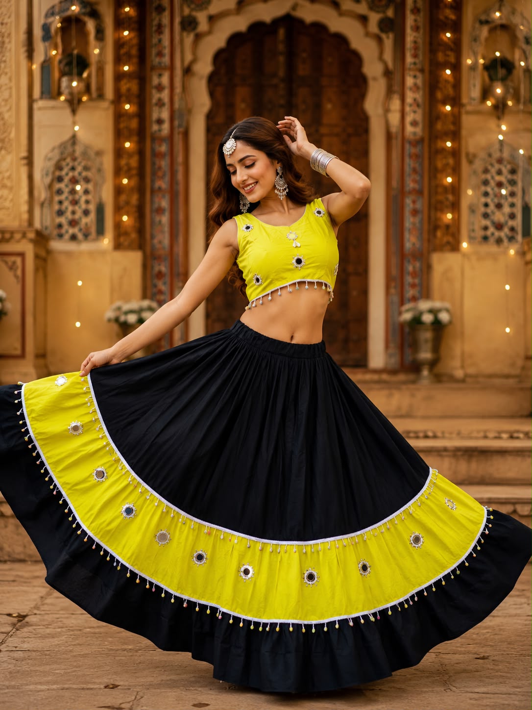 Real Mirror Lace Skirt With Designer Kodi Blouse - Image 2