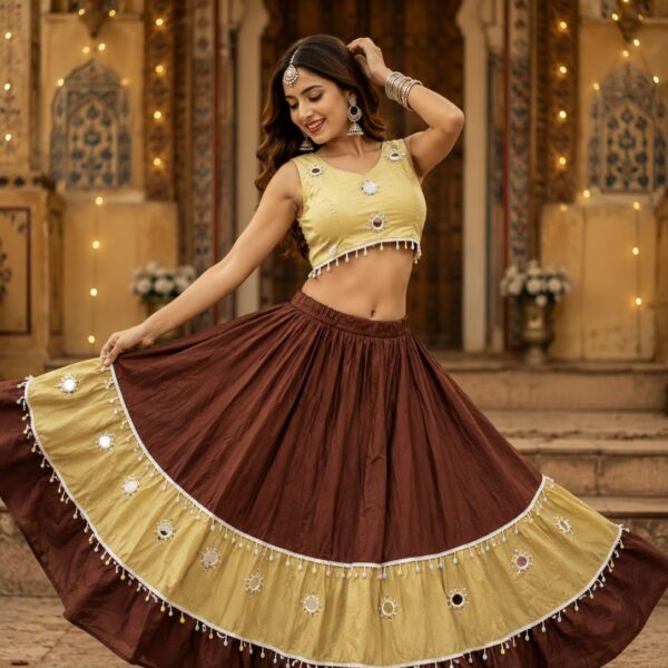 Real Mirror Lace Skirt With Designer Kodi Blouse