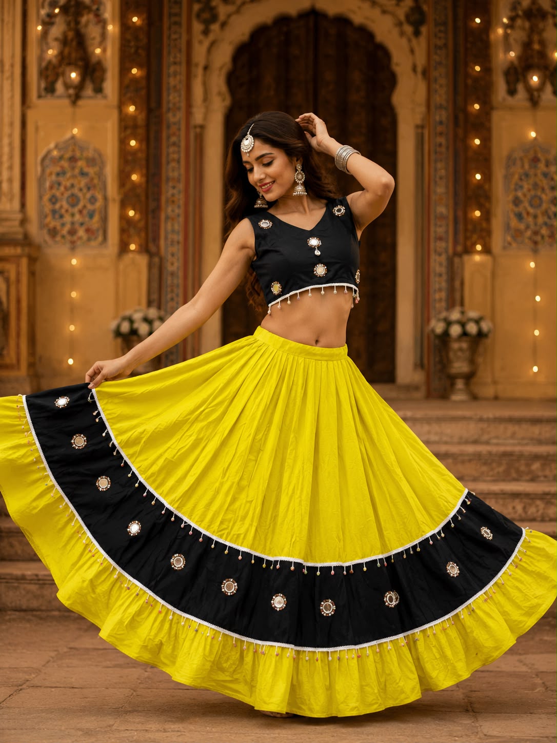Real Mirror Lace Skirt With Designer Kodi Blouse - Image 5
