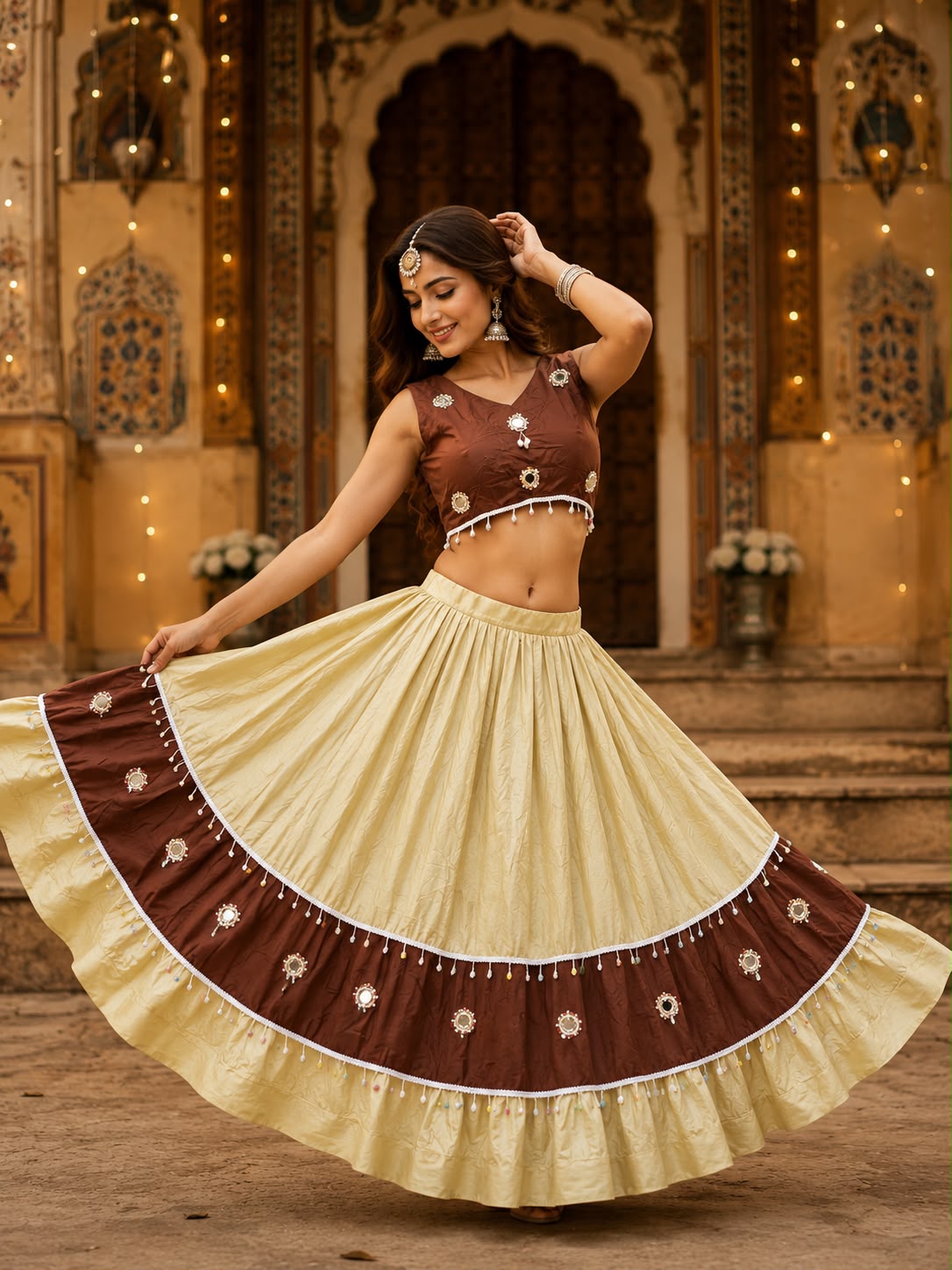 Real Mirror Lace Skirt With Designer Kodi Blouse - Image 4