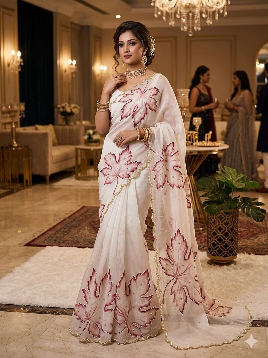 Smooth Organza Tabi saree with printed design