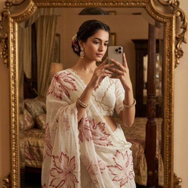 Smooth Organza Tabi saree with printed design