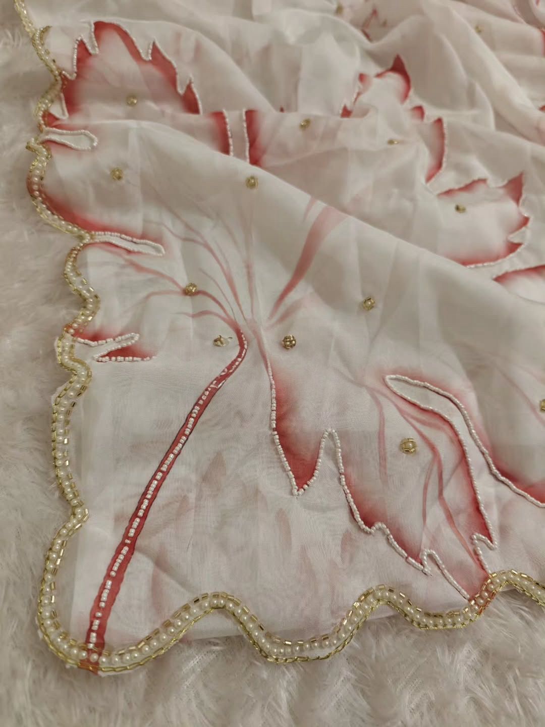 Smooth Organza Tabi saree with printed design - Image 4