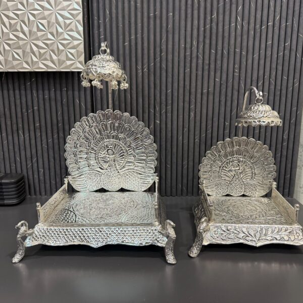 German silver hand engraved singhasan