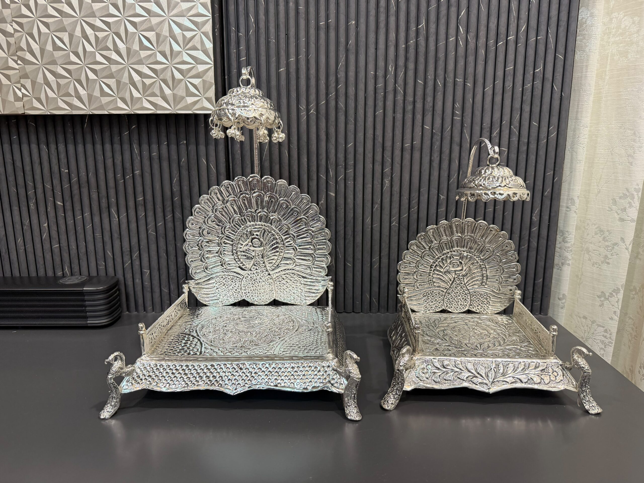 German silver hand engraved singhasan