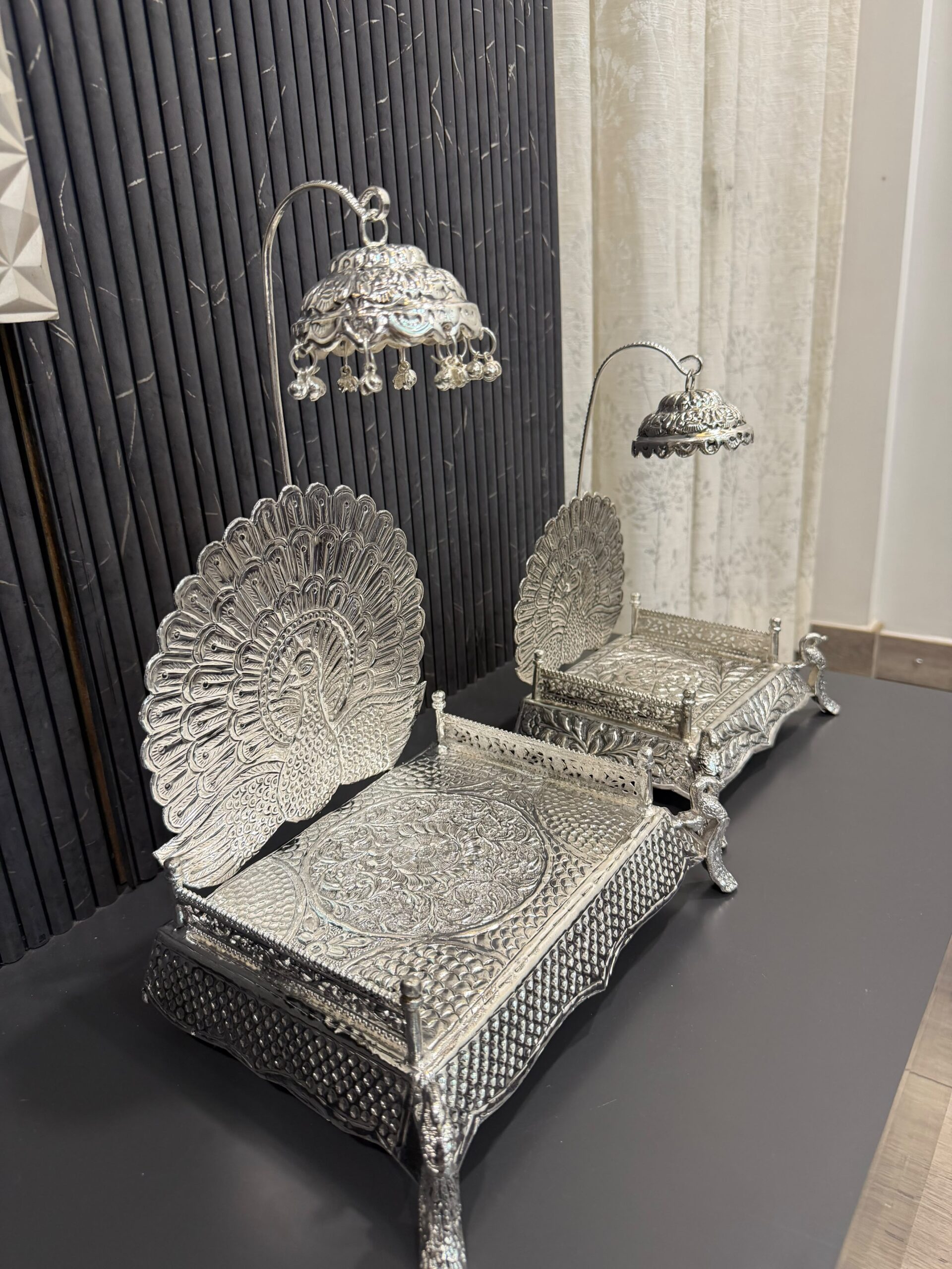 German silver hand engraved singhasan - Image 3
