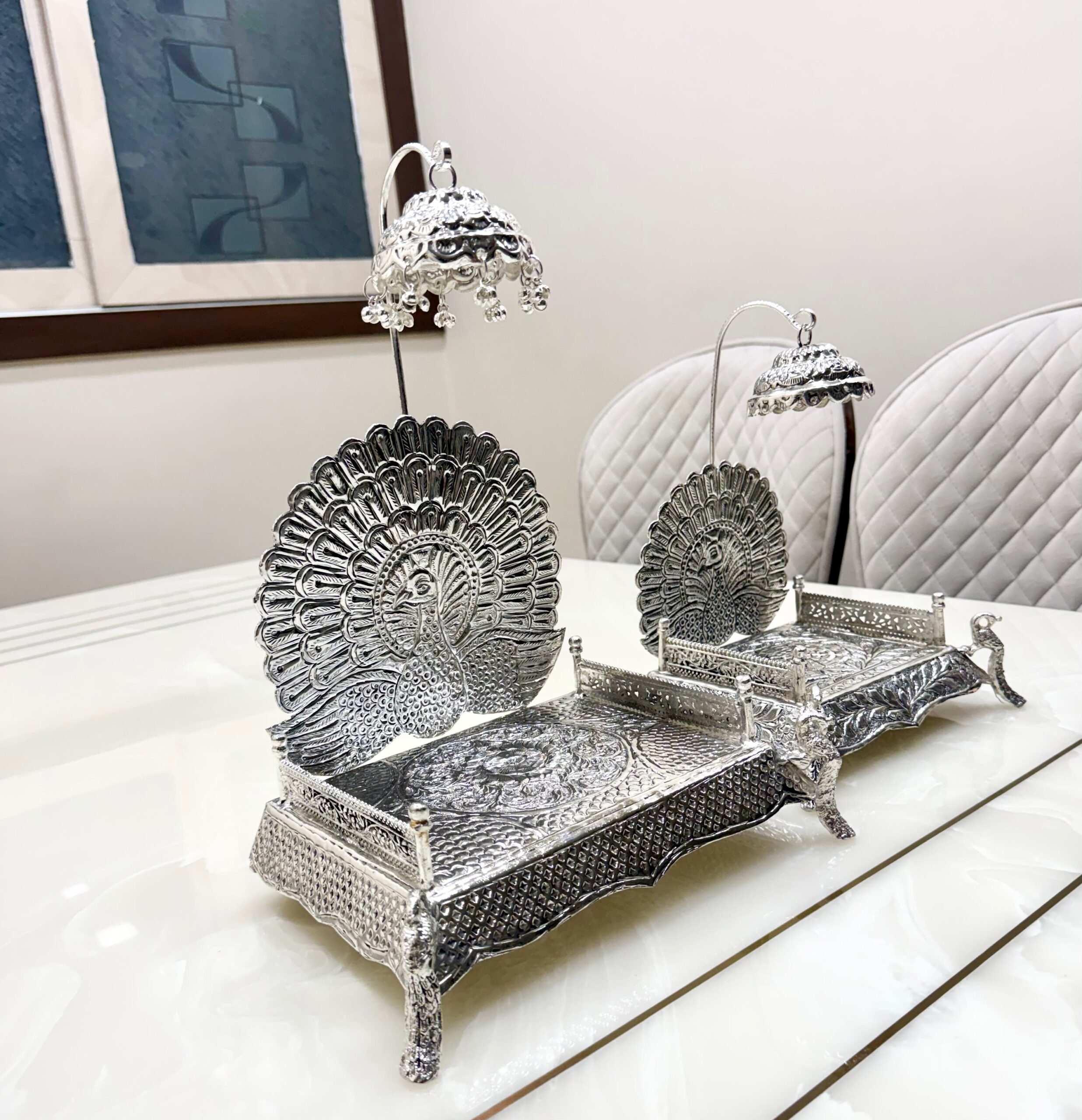 German silver hand engraved singhasan - Image 2