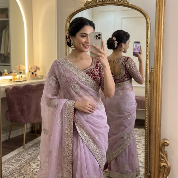 Premium moss chiffon lightweight Saree