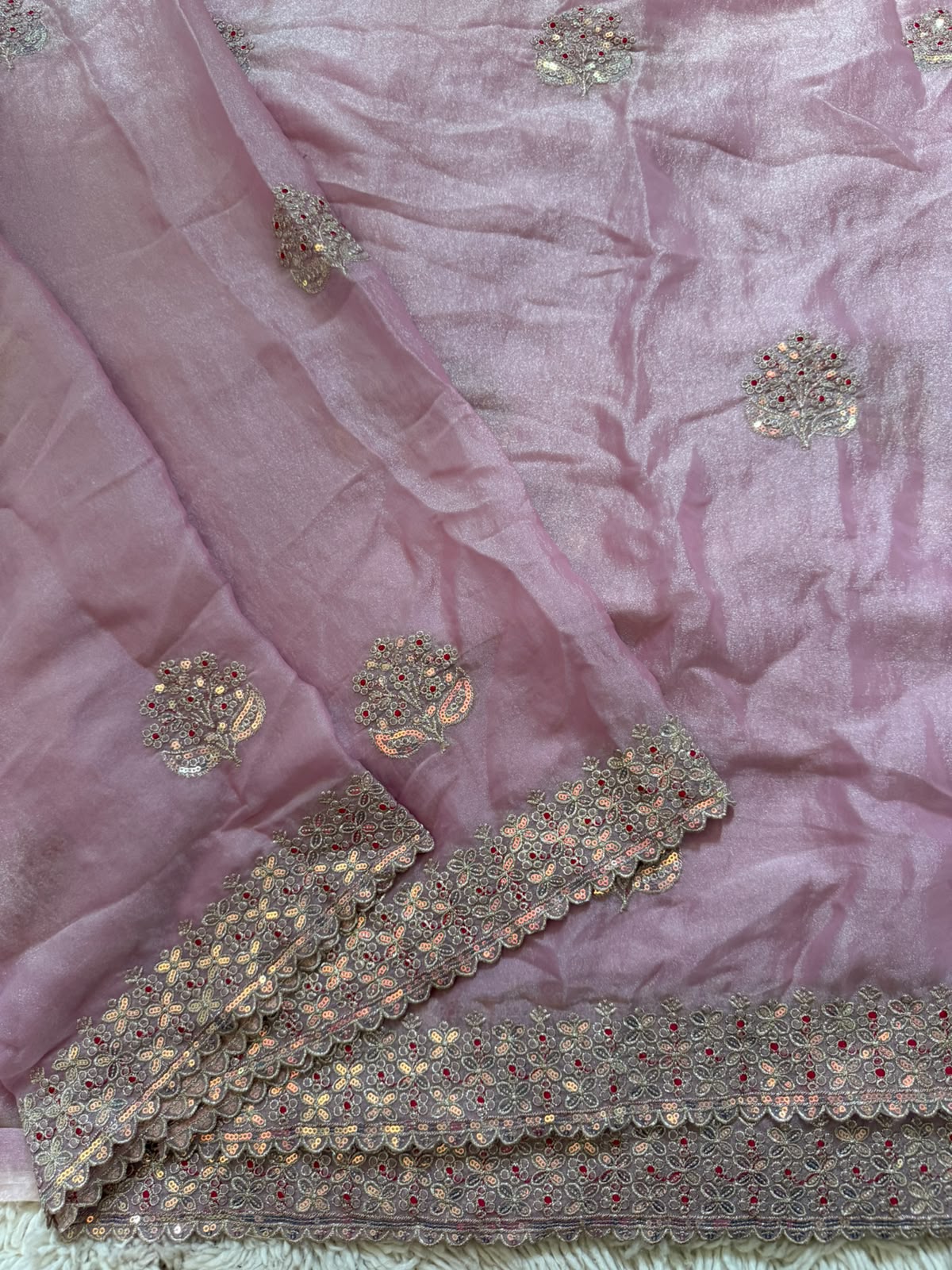 Premium moss chiffon lightweight Saree - Image 4