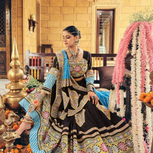 Sky Blue Rayon Lehenga with Embroidery Work