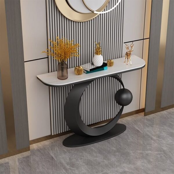 Stainless Steel Console Table Black Circle Ball