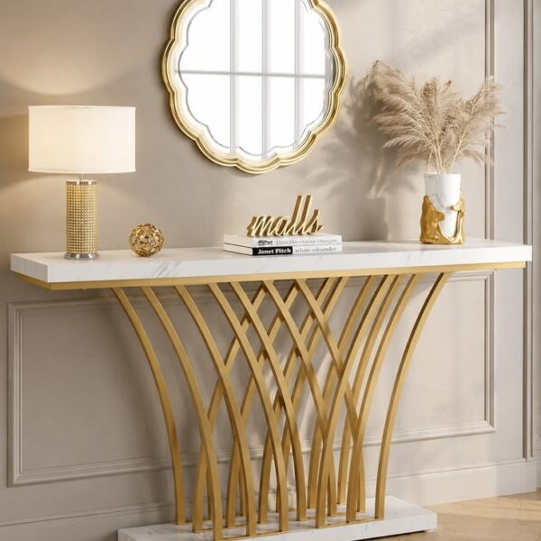 Stainless Steel Console Table Multi Striped