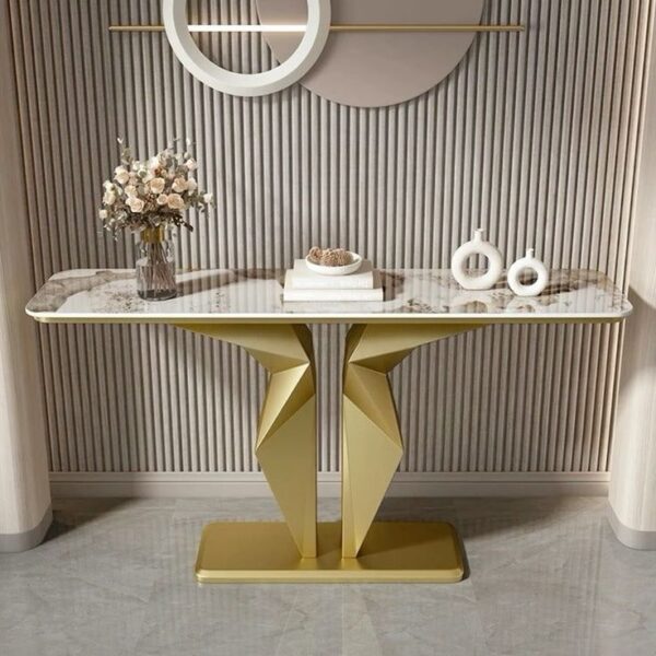 Stainless Steel Console Table Tri Shape