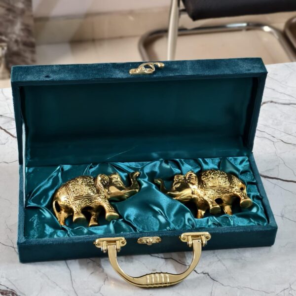 Antique Brass Gold & German Silver Elephant set of 2 pcs