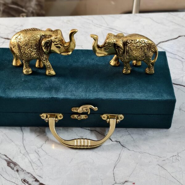 Antique Brass Gold & German Silver Elephant set of 2 pcs