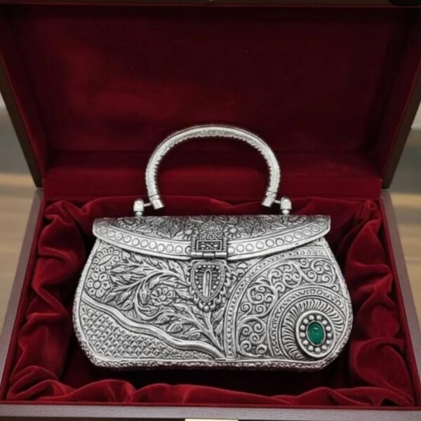 Green Stone German Silver Purse