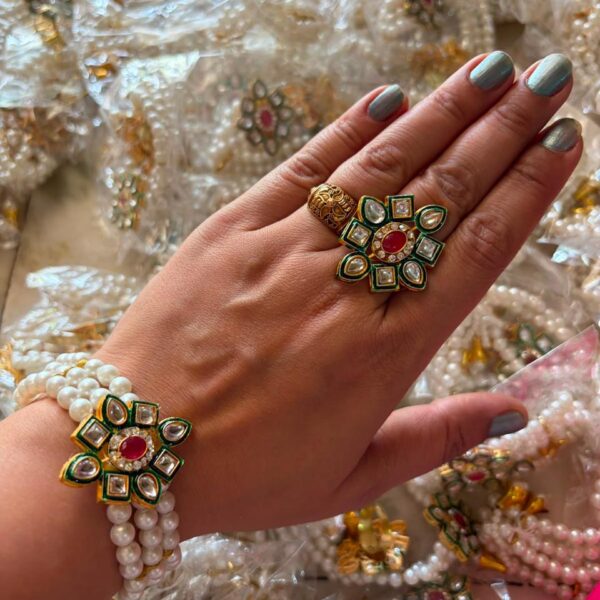 White beads Ring and Bracelet
