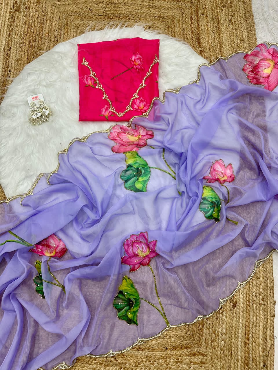 Soft Tebi silk digital printed saree - Image 7