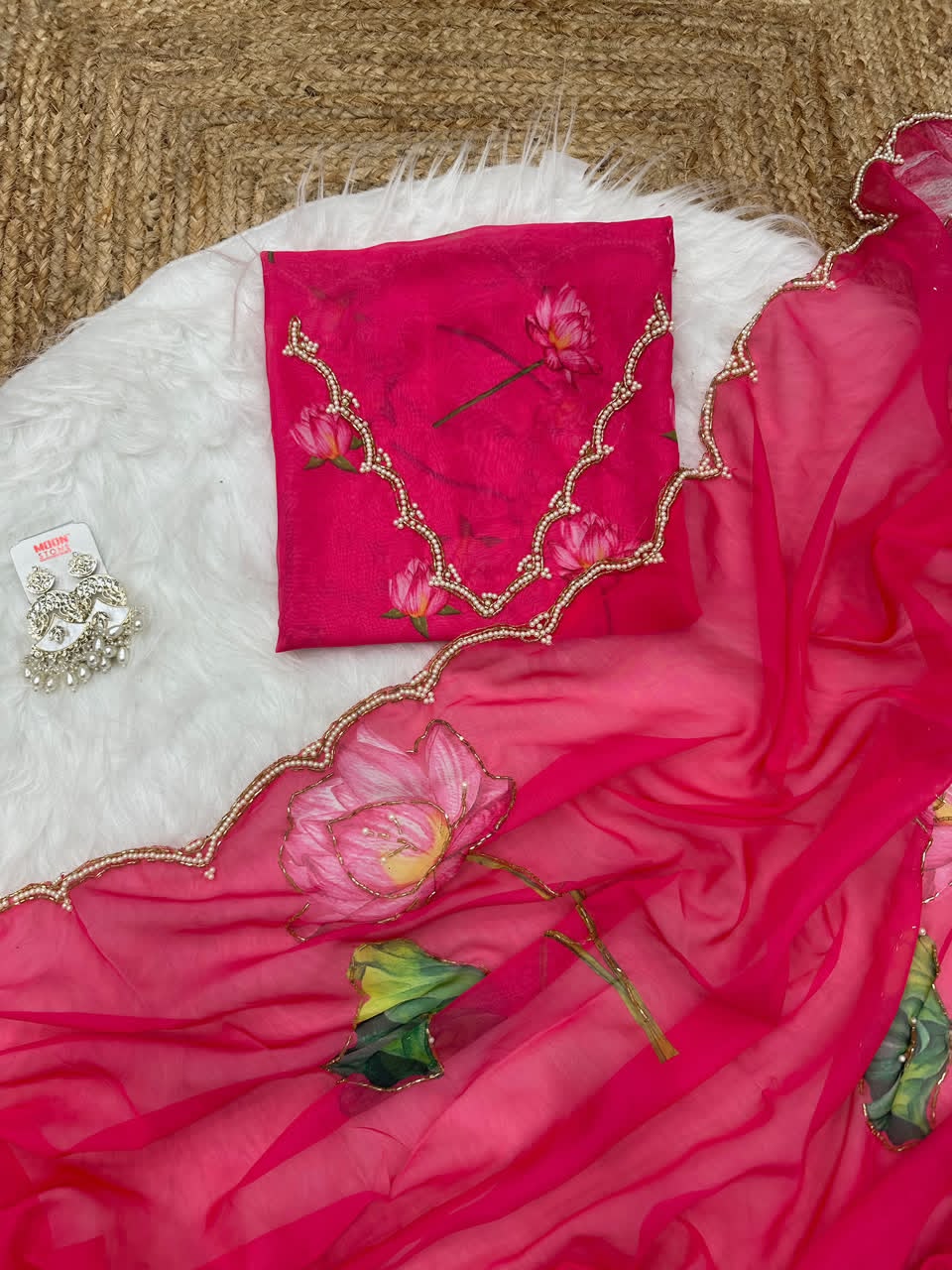 Soft Tebi silk digital printed saree - Image 8