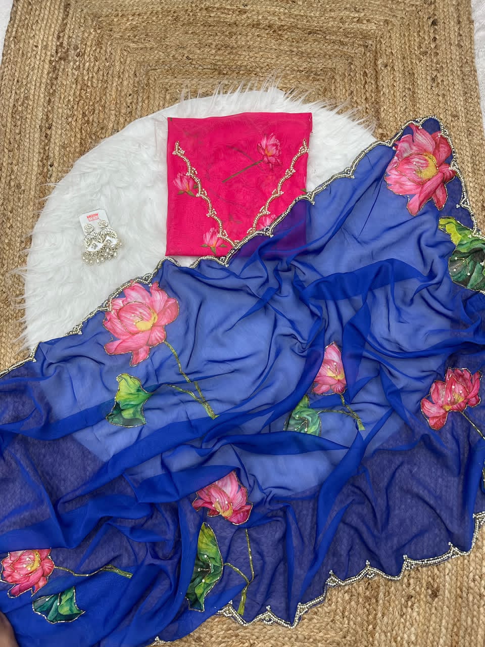 Soft Tebi silk digital printed saree - Image 9