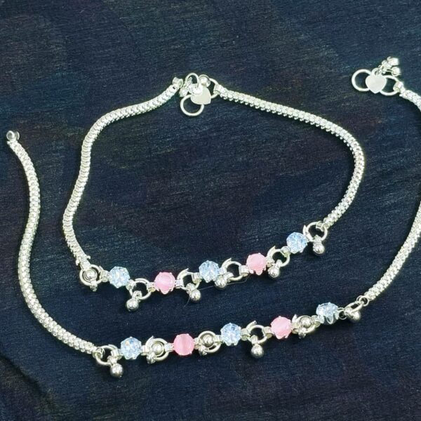 Pure german silver with diamond anklet / payal pair