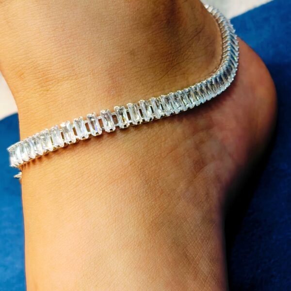 Pure german silver with diamond anklet / payal pair