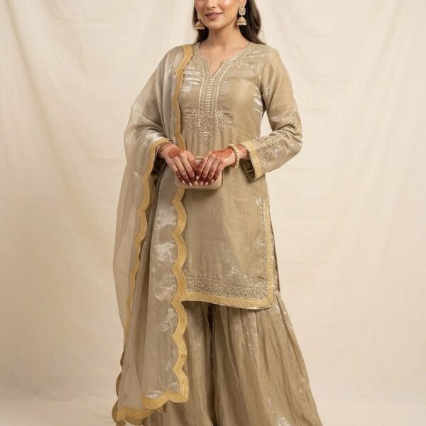 Heavy Fendy Gold Silk Suit and Palazzo Set