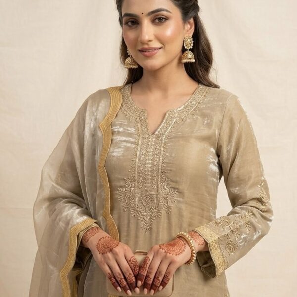 Heavy Fendy Gold Silk Suit and Palazzo Set