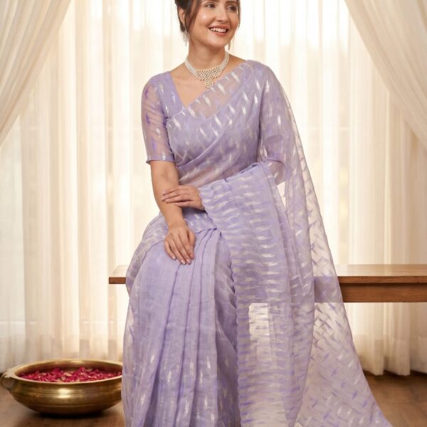 Pure Organza Silk Crush sarees with turkish work
