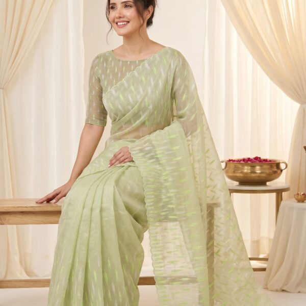Pure Organza Silk Crush sarees with turkish work