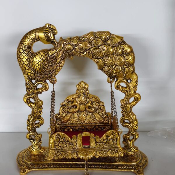 Metal jhula in new peacock theme Gold and German Silver